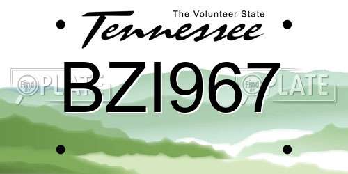 BZI967 Tennessee License Plate