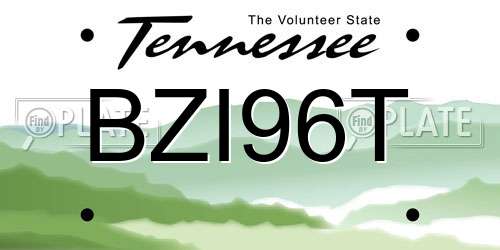 BZI96T Tennessee License Plate