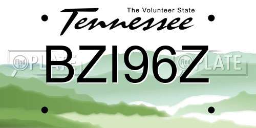 BZI96Z Tennessee License Plate