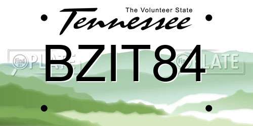 BZIT84 Tennessee License Plate