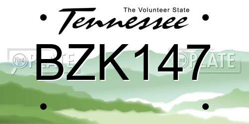 BZK147 Tennessee License Plate