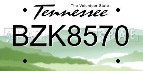 BZK8570 Tennessee License Plate