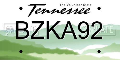 BZKA92 Tennessee License Plate