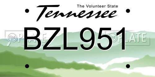 BZL951 Tennessee License Plate