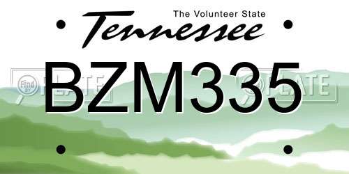 BZM335 Tennessee License Plate