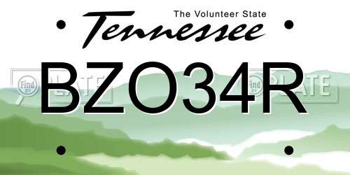 BZO34R Tennessee License Plate