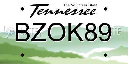 BZOK89 Tennessee License Plate