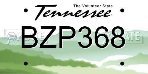 BZP368 Tennessee License Plate