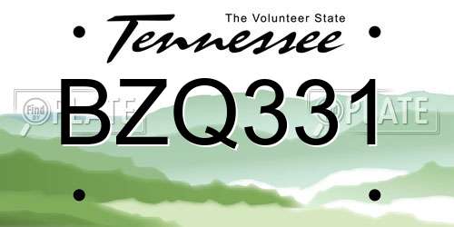 BZQ331 Tennessee License Plate