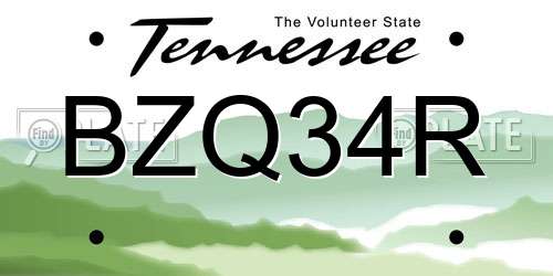 BZQ34R Tennessee License Plate