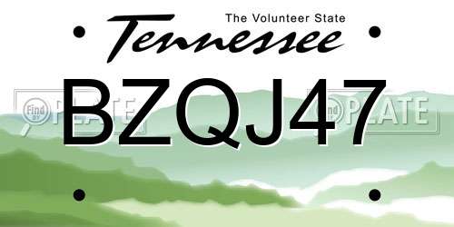 BZQJ47 Tennessee License Plate