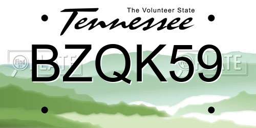BZQK59 Tennessee License Plate