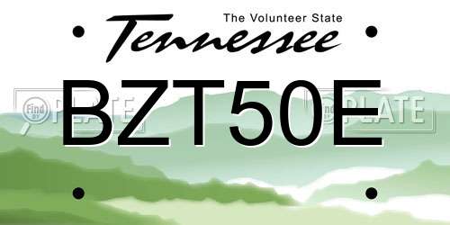 BZT50E Tennessee License Plate