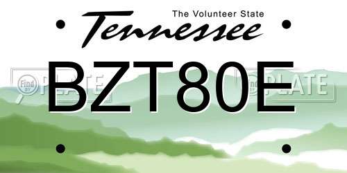 BZT80E Tennessee License Plate