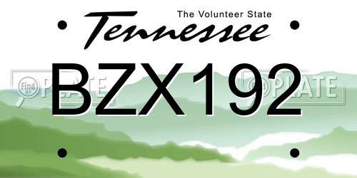 BZX192 Tennessee License Plate