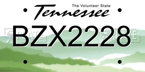 BZX2228 Tennessee License Plate