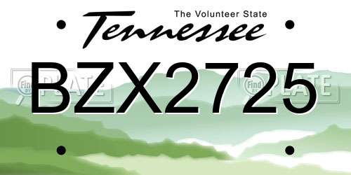 BZX2725 Tennessee License Plate