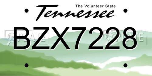 BZX7228 Tennessee License Plate