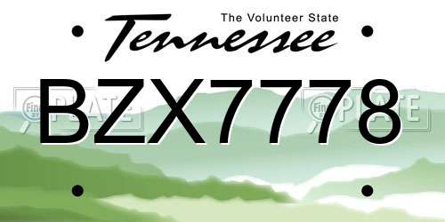 BZX7778 Tennessee License Plate