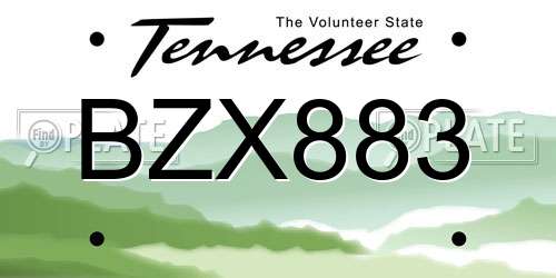 BZX883 Tennessee License Plate