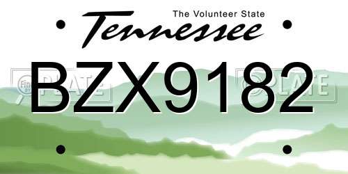 BZX9182 Tennessee License Plate
