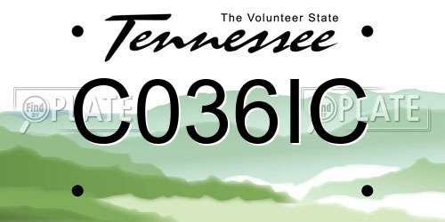 C036IC Tennessee License Plate
