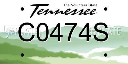 C0474S Tennessee License Plate