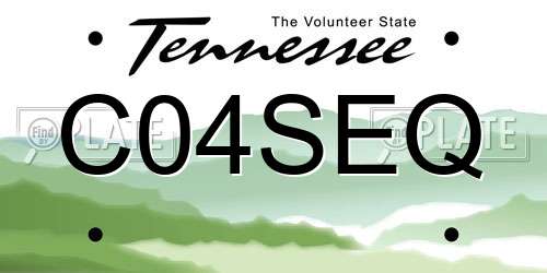 C04SEQ Tennessee License Plate