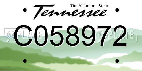 C058972 Tennessee License Plate