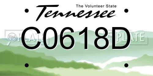 C0618D Tennessee License Plate