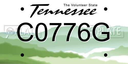 C0776G Tennessee License Plate
