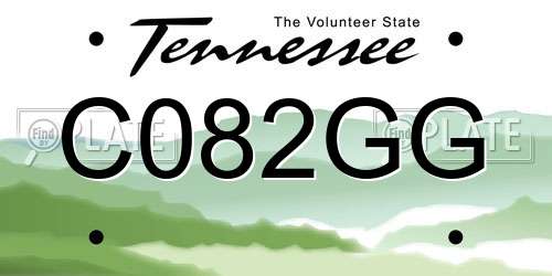 C082GG Tennessee License Plate