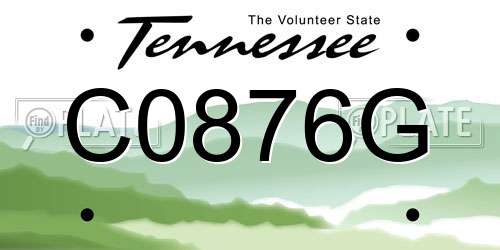 C0876G Tennessee License Plate