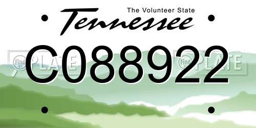 C088922 Tennessee License Plate