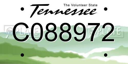 C088972 Tennessee License Plate