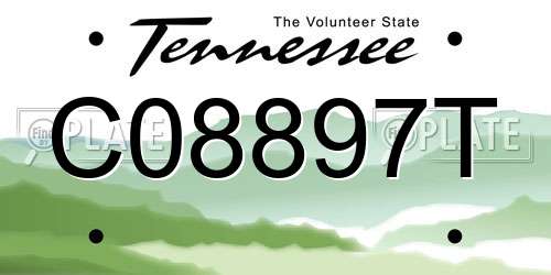 C08897T Tennessee License Plate