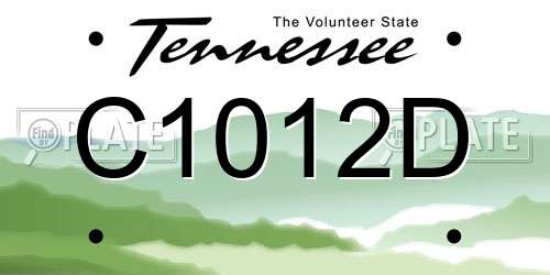 C1012D Tennessee License Plate