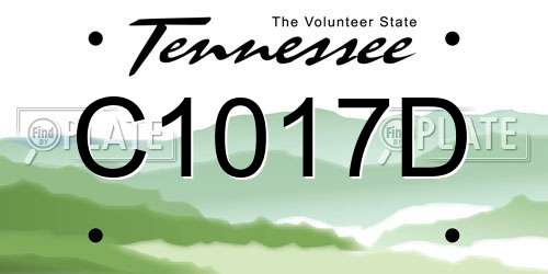 C1017D Tennessee License Plate