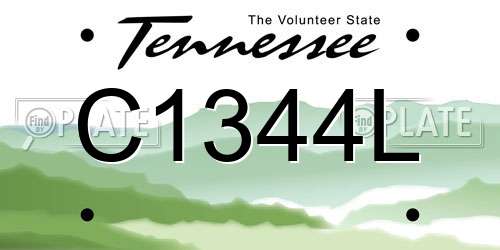 C1344L Tennessee License Plate
