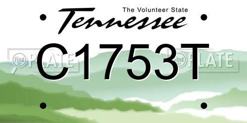 C1753T Tennessee License Plate
