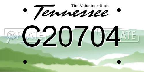 C20704 Tennessee License Plate