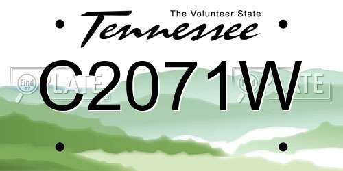 C2071W Tennessee License Plate
