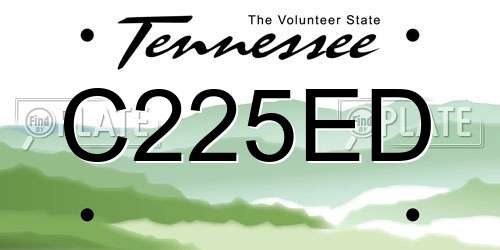 C225ED Tennessee License Plate