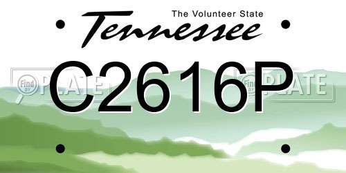 C2616P Tennessee License Plate