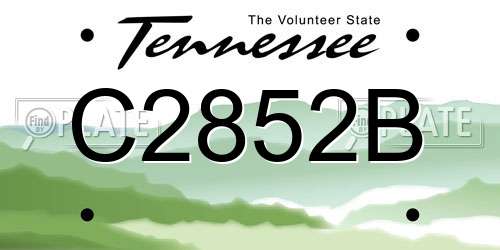 C2852B Tennessee License Plate