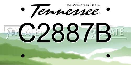 C2887B Tennessee License Plate