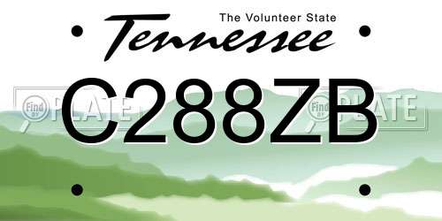 C288ZB Tennessee License Plate