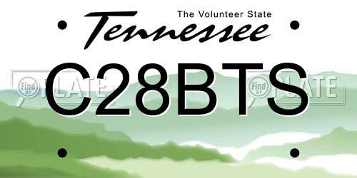 C28BTS Tennessee License Plate