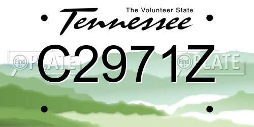 C2971Z Tennessee License Plate