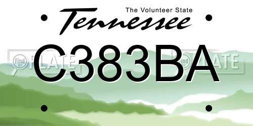 C383BA Tennessee License Plate
